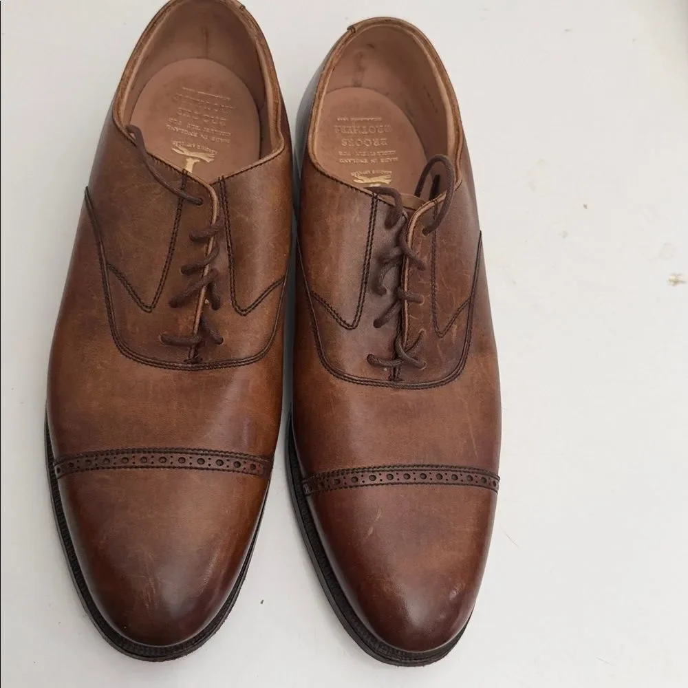 ALDEN for BROOKS BROTHERS 1818 Cap Toe Oxford Sz  9 DWalnut Leather Shoe